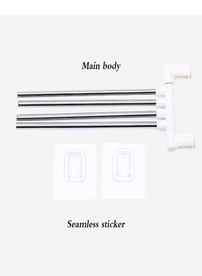 Mobhada 4 Bar Stainless Steel Folding Towel Hanging Bathroom Kitchen Holder Organizer Foldable Portable Adhesive Stand Long with Chrome Finish with Hanger - Image 5